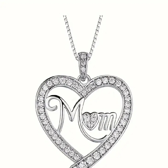 Fashion Jewelry Jewelry - Silver Mom Heart Pendant Necklace